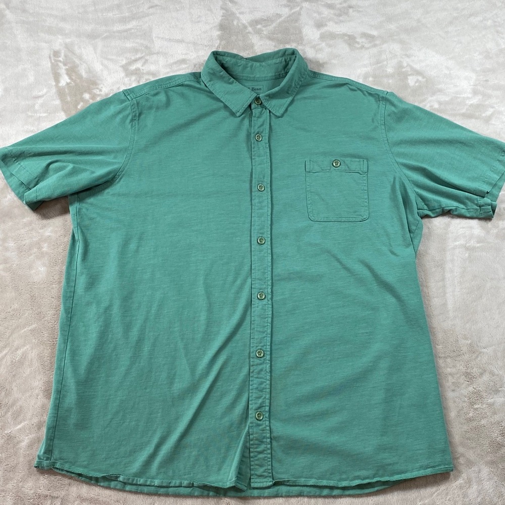 LL Bean Comfort Stretch Performance Button Front Knit Shirt Mens XXL Tall 2XLT